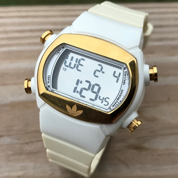 adidas watch white and gold